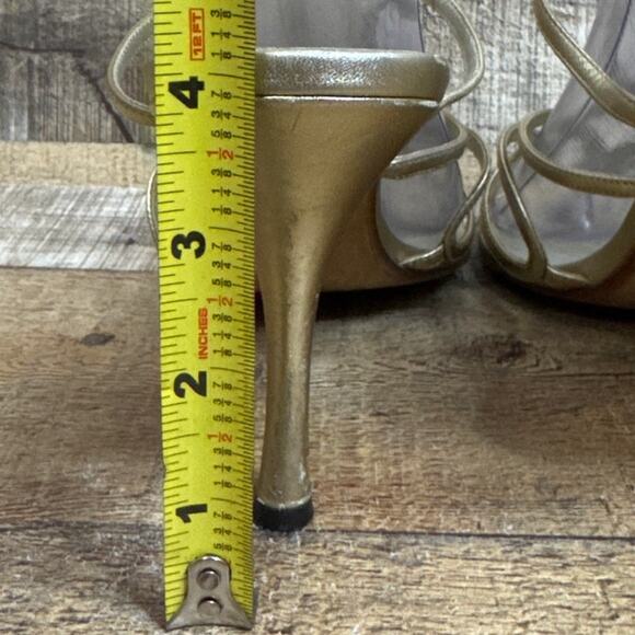 Max Studio Strappy Stiletto Heels Champagne Gold Leather Size 10 - Picture 9 of 12